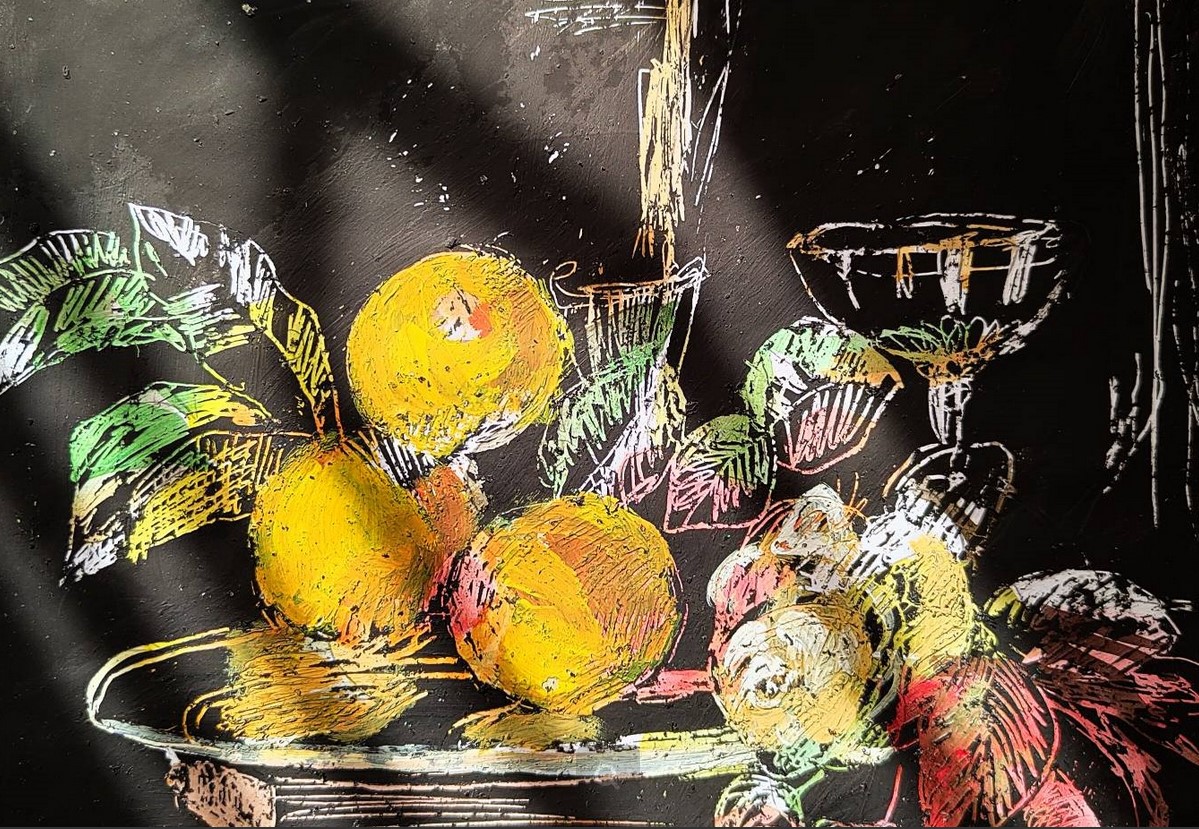 Оренбургский музей ИЗО приглашает на мастер-класс «Натюрморт с фруктами и цветами. Техника рисования – граттаж».( 6+)