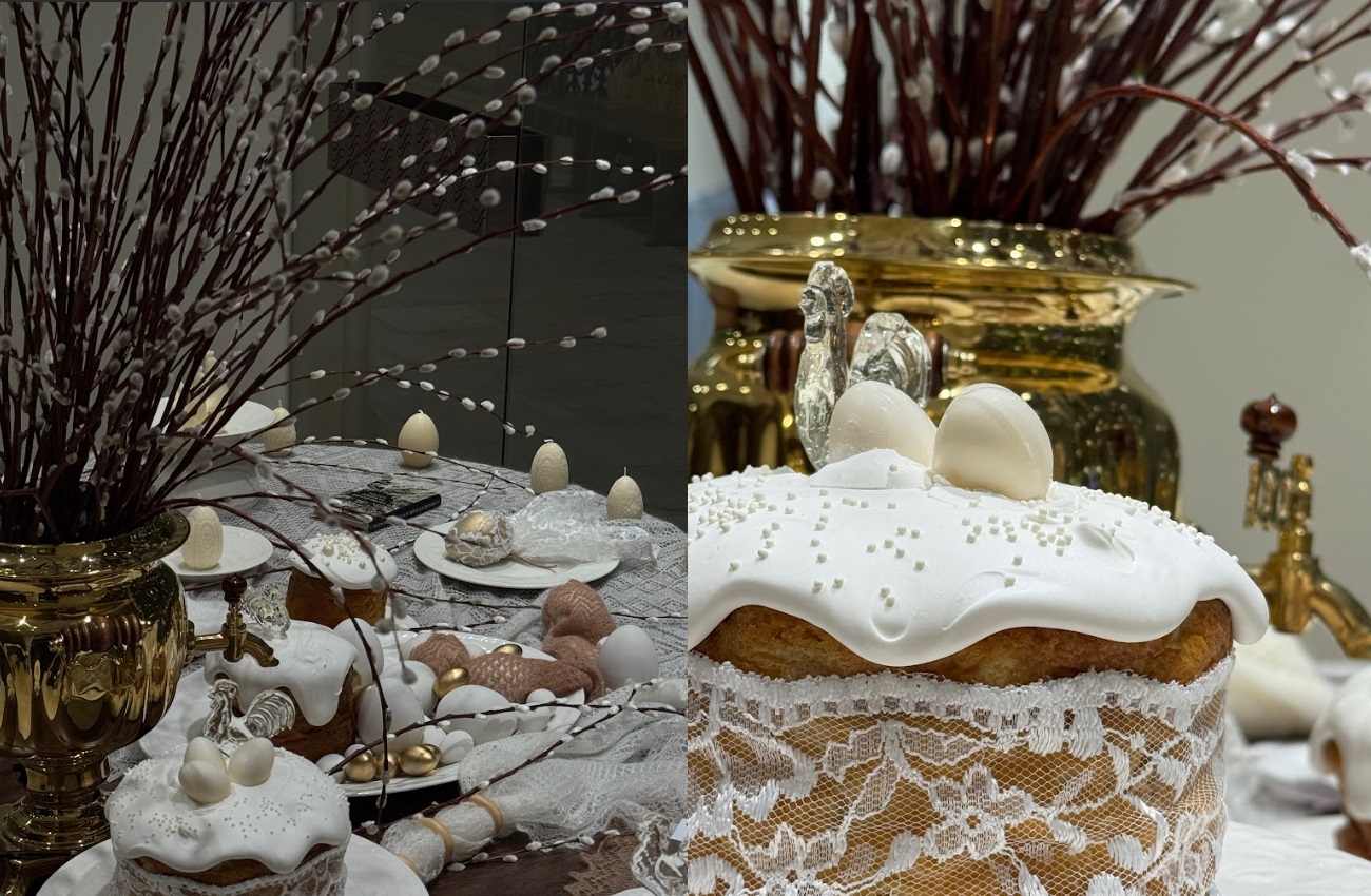 Накануне Пасхи Оренбургский пуховый платок украсил витрины магазина в Москве